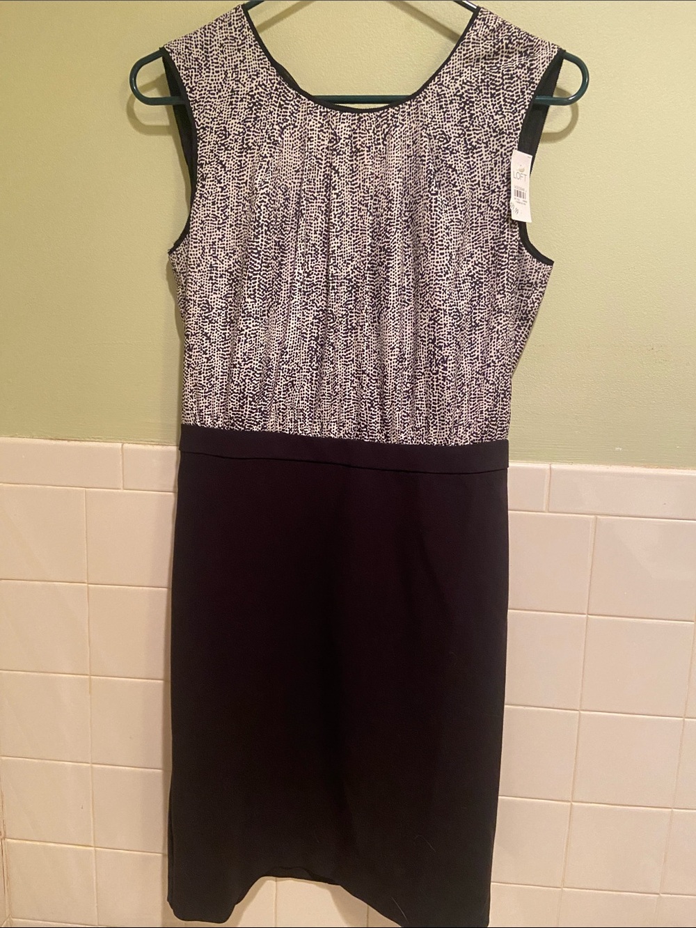 🩷LOFT Sleeveless Dress Black and White Patterned Midi Dress Size 2